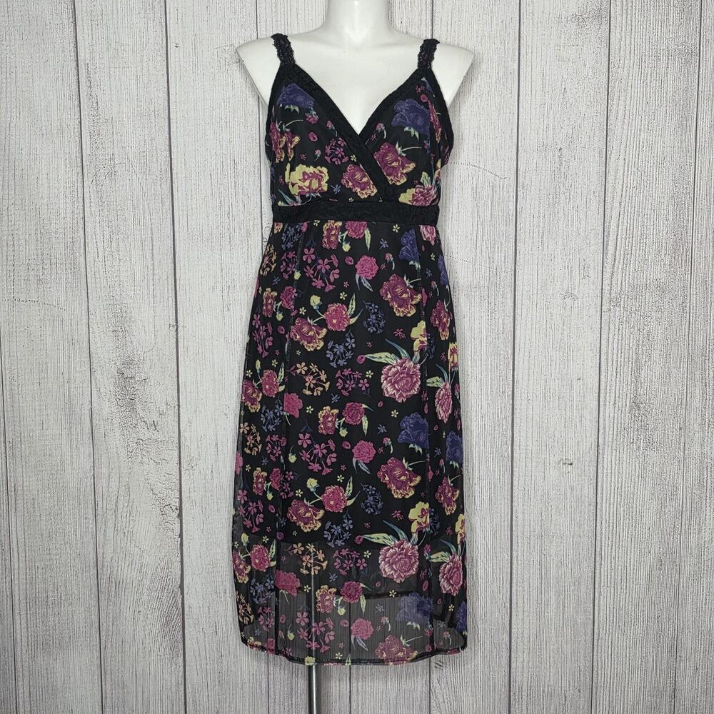 Betsey Johnson x Torrid 1 Black Floral Mesh Midi Dress Lace Vintage Revival